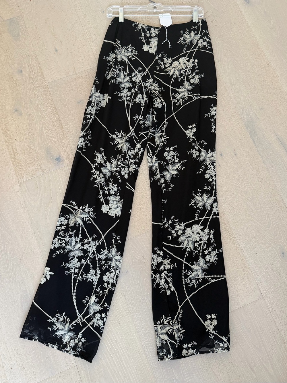 Black Floral Wide Leg Pants